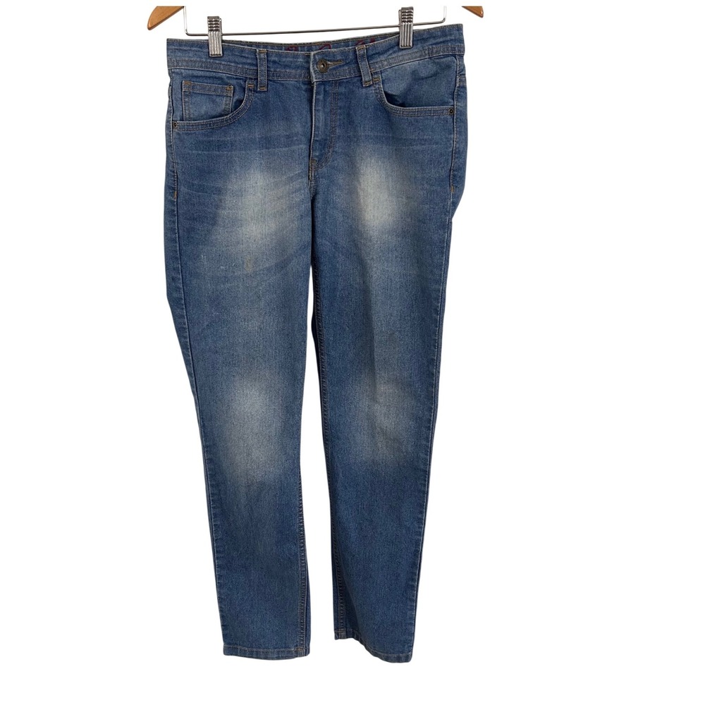 Bare Denim 91 Womens Blue Straight Leg Jeans Medium Wash Size 30 Wave Embroidery